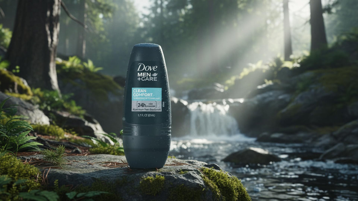 Dove Men+Care Clean Comfort Roll-On Deodorant application on skin