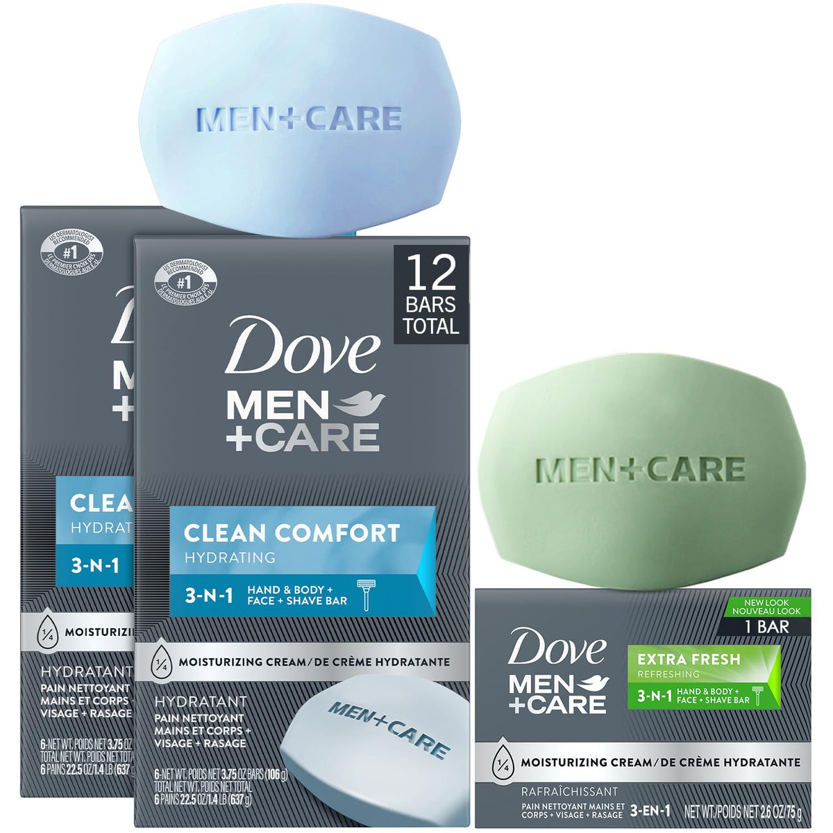 Dove Men+Care Clean Comfort soap bar front view