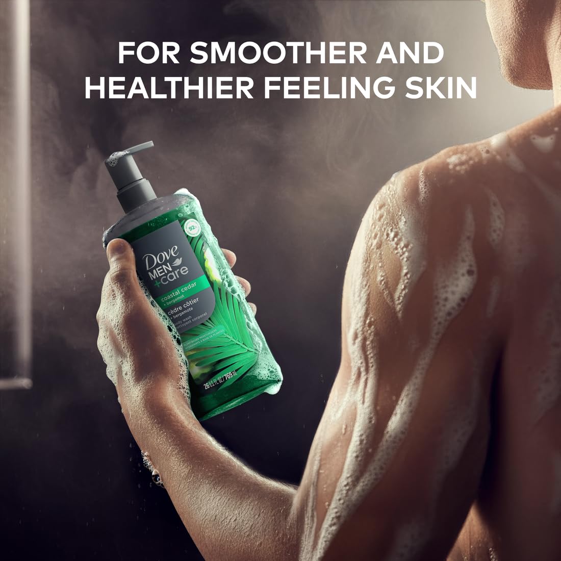 DOVE MEN + CARE Coastal Cedar + Bergamot Body Wash label details