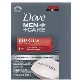 DOVE MEN + CARE Deep Clean Body and Face Bar Soap close-up of bar