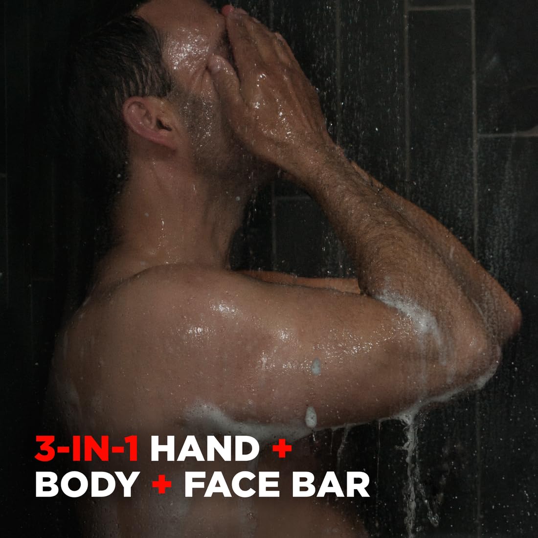 DOVE MEN + CARE Deep Clean Body Bar lathering on skin