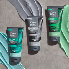 DOVE MEN + CARE Eucalyptus Scrub with other Dove products