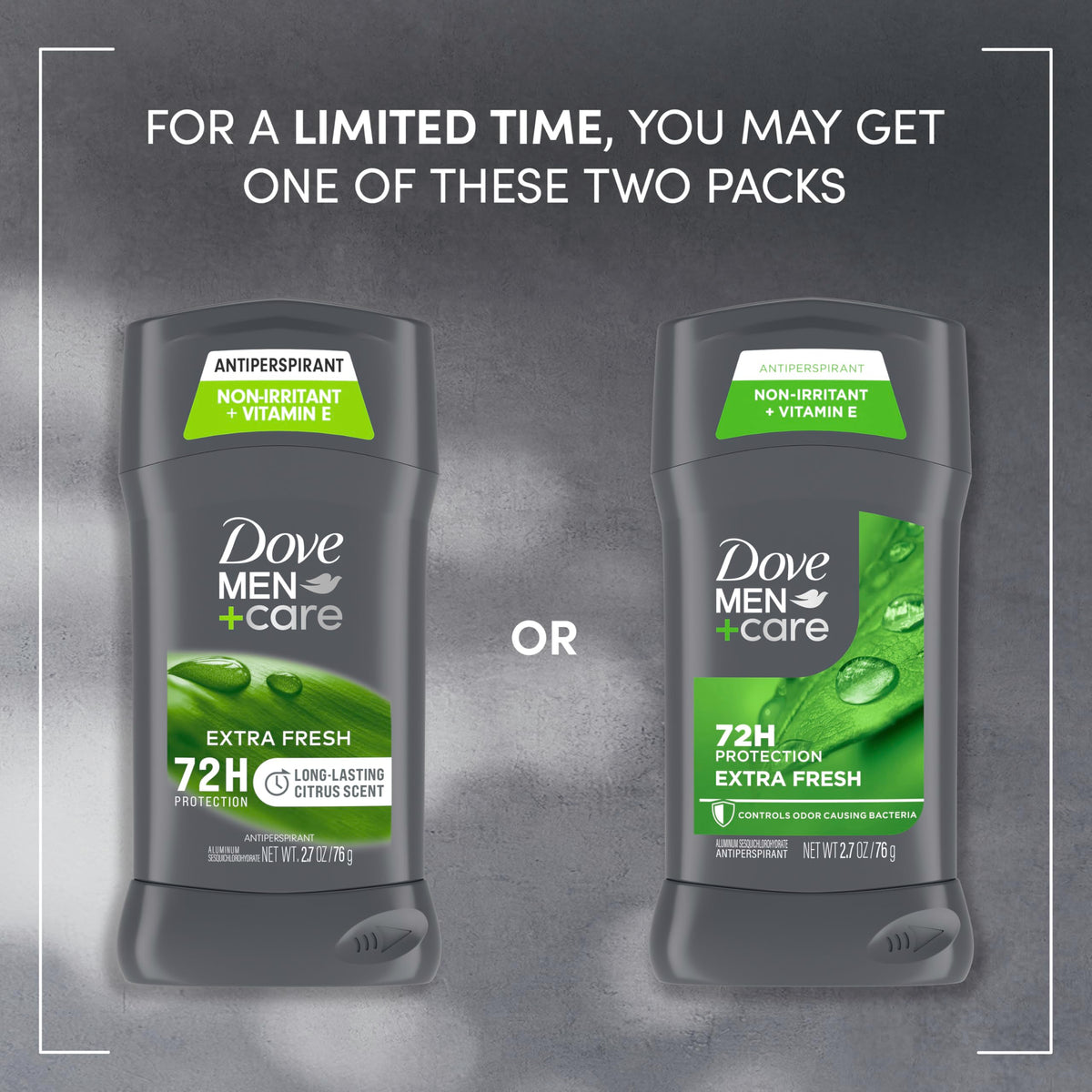 DOVE MEN + CARE Extra Fresh Antiperspirant Deodorant Stick side view
