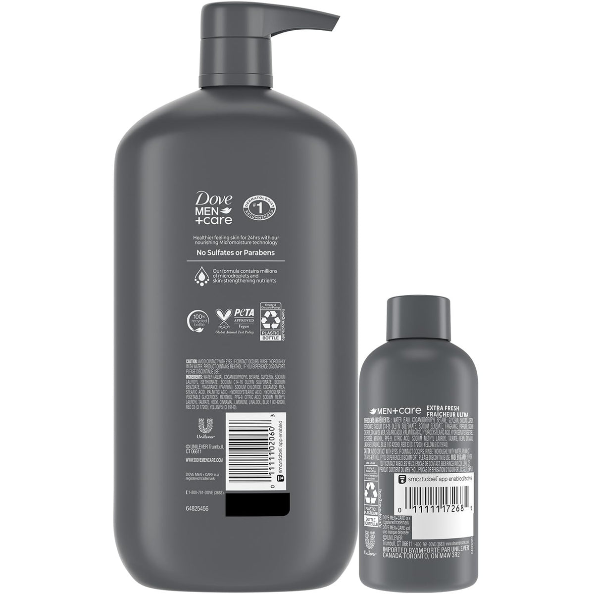Dove Men+Care Extra Fresh body wash 30 oz back view