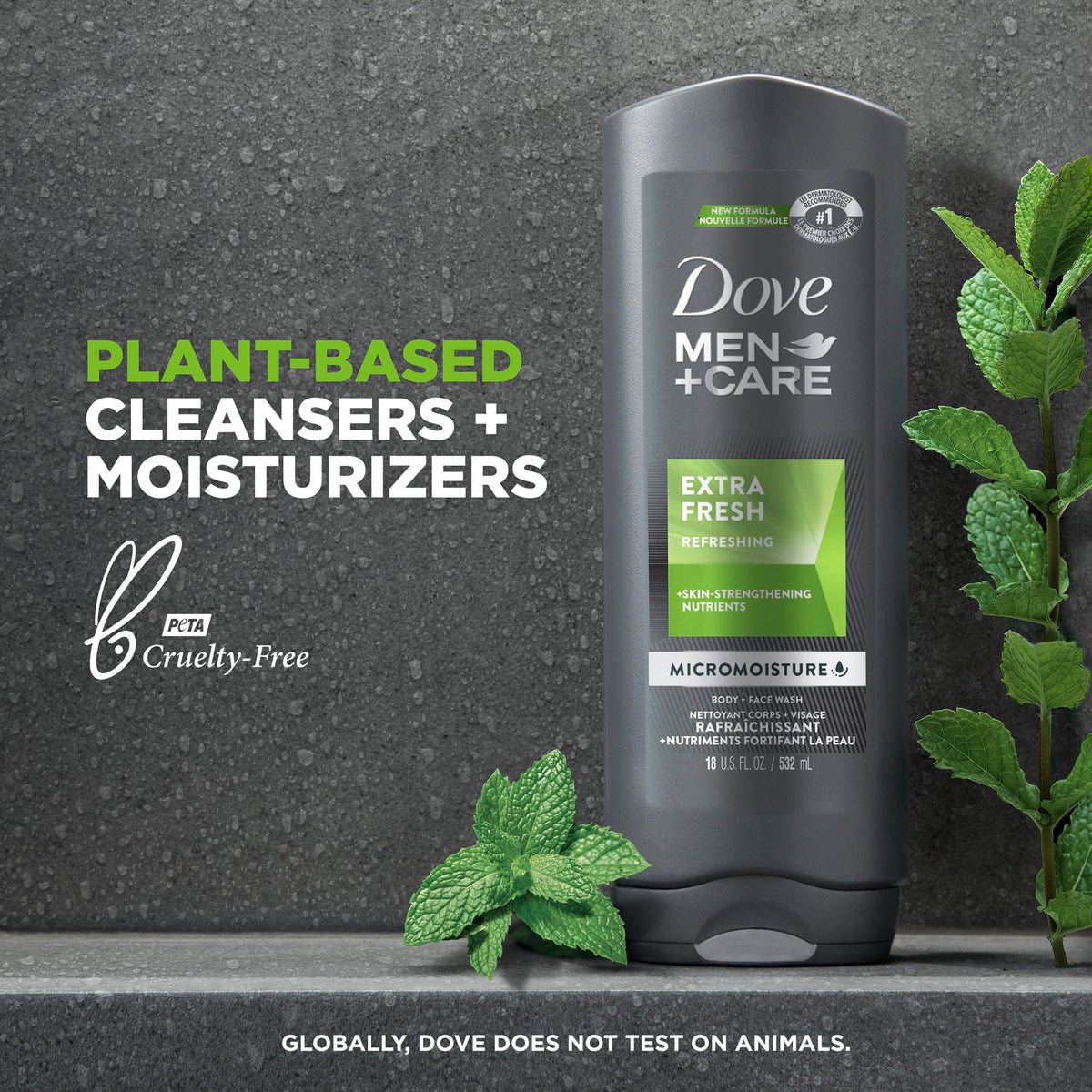 DOVE MEN + CARE Extra Fresh Body Wash pump close-up