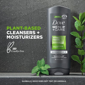 DOVE MEN + CARE Extra Fresh Body Wash pump close-up