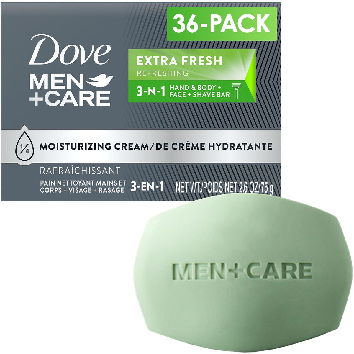 DOVE MEN + CARE Extra Fresh Soap Bar 36-Pack front view