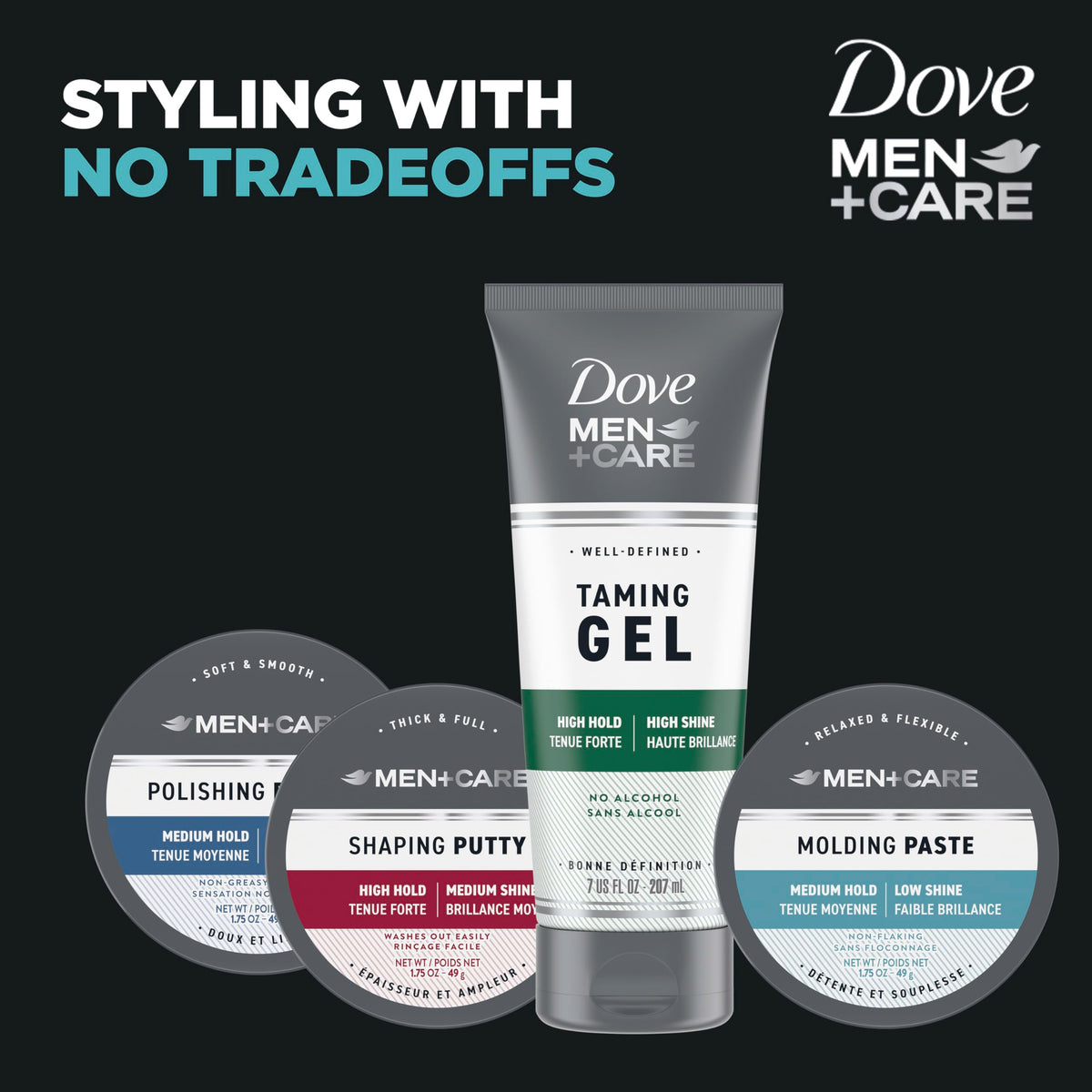DOVE MEN + CARE Hair Styling Paste in a gym bag