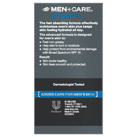 DOVE MEN + CARE Hydrate+ Face Lotion SPF 15 side view