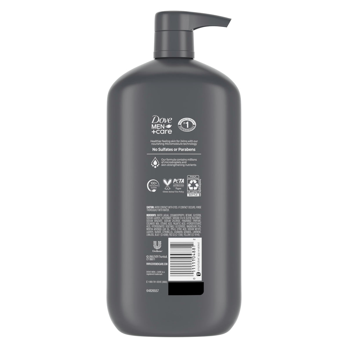 DOVE MEN + CARE Invigorating Revive Body Wash 30 oz label close-up