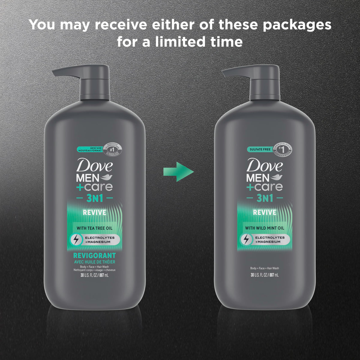 DOVE MEN + CARE Invigorating Revive Body Wash 30 oz with lather on skin