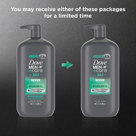 DOVE MEN + CARE Invigorating Revive Body Wash 30 oz with lather on skin