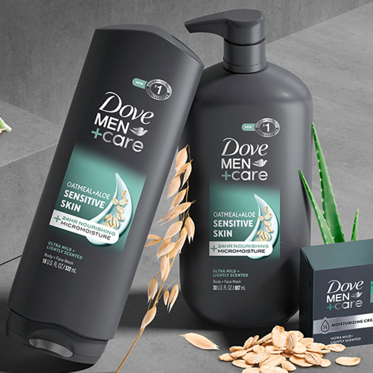 DOVE MEN + CARE Sensitive Skin Body Wash packaging details