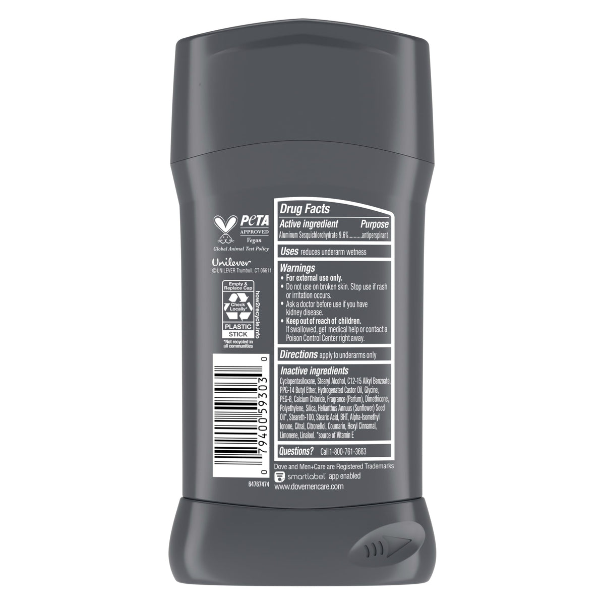 DOVE MEN + CARE Stain Defense Clean Antiperspirant Deodorant Stick packaging