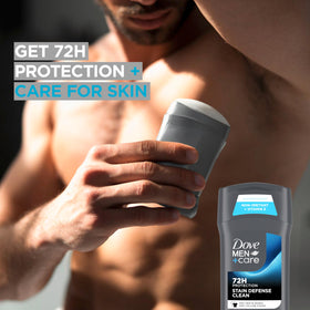 DOVE MEN + CARE Stain Defense Clean Antiperspirant Deodorant Stick with ingredients
