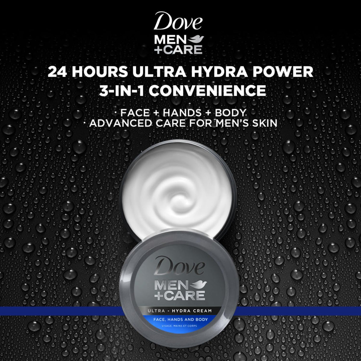 Dove Men+Care Ultra Hydra Cream 3-in-1 lotion packaging