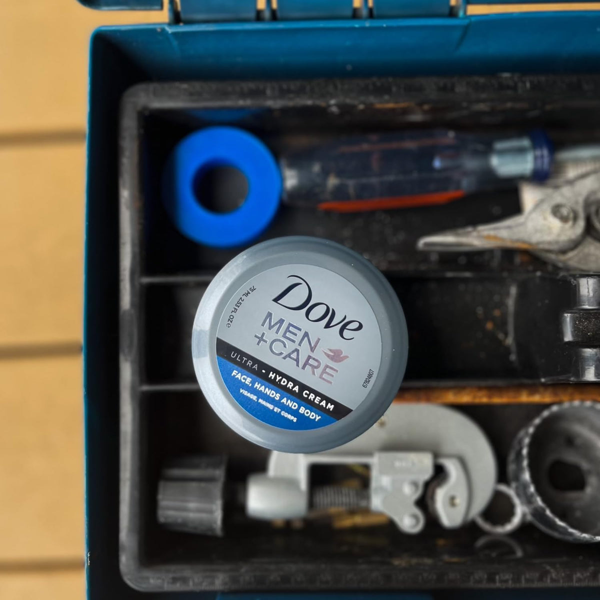 Dove Men+Care Ultra Hydra Cream 3-in-1 lotion with cap open