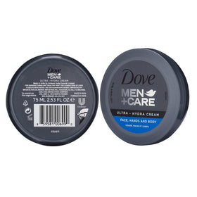 Dove Men+Care Ultra Hydra Cream Lotion back view with ingredients