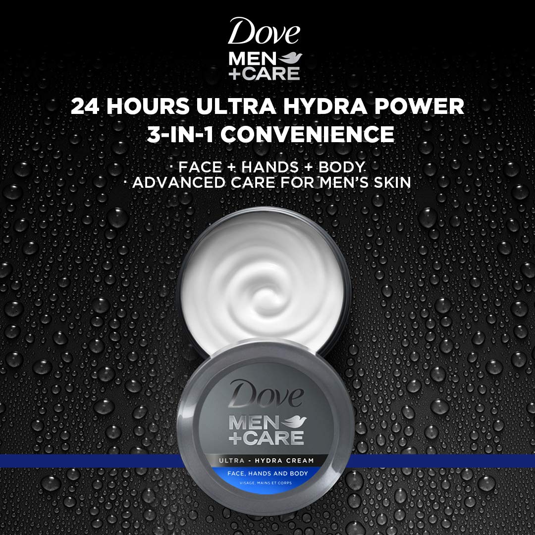 Dove Men+Care Ultra Hydra Cream on a bathroom counter