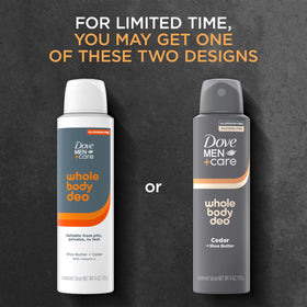 DOVE MEN + CARE Whole Body Deo Spray Cedar + Shea Butter side view