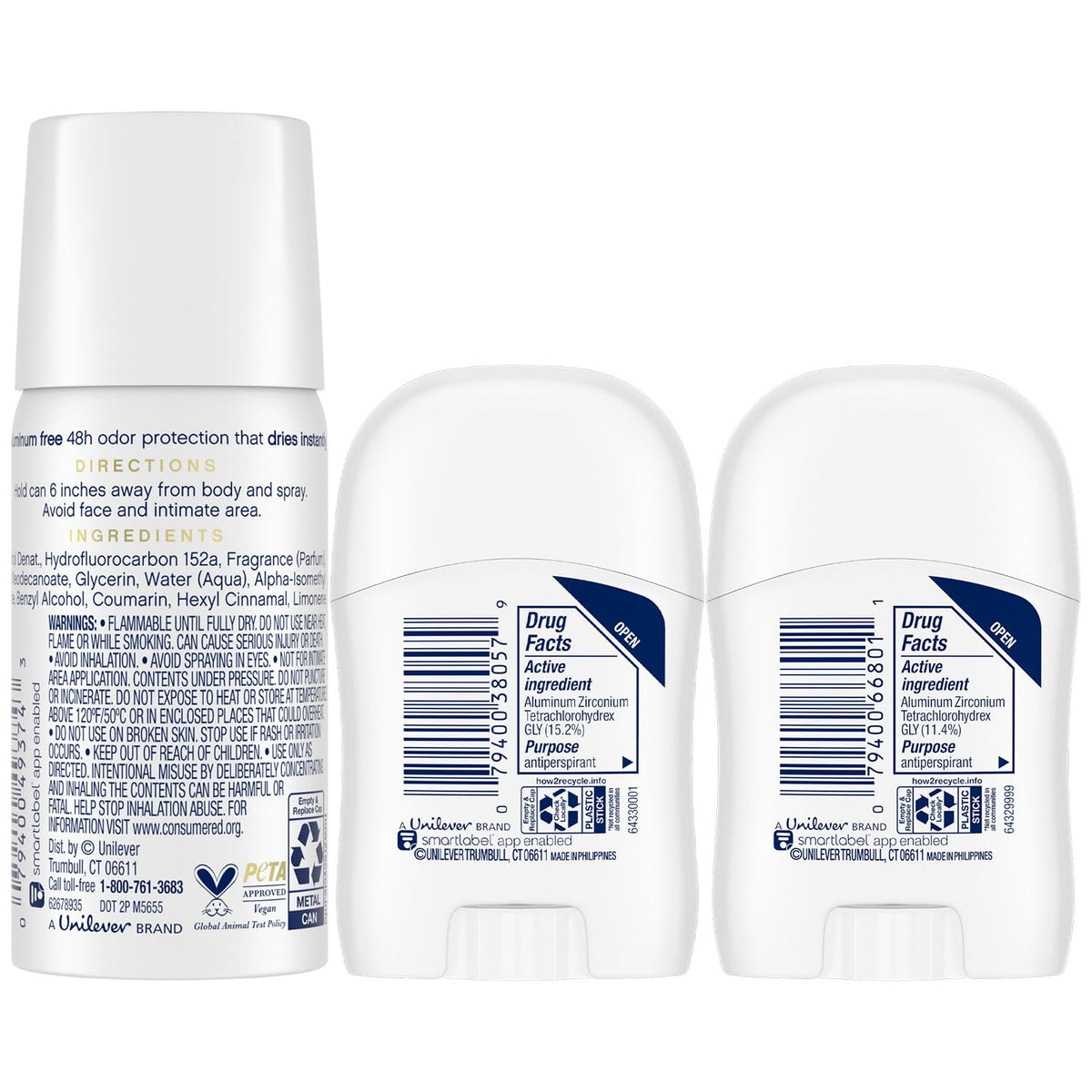 Dove mini antiperspirant deodorant sticks close-up