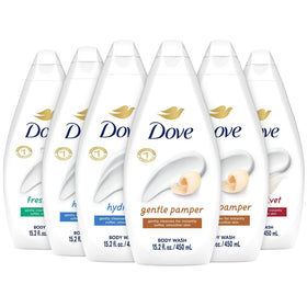 Dove Moisturizing Body Wash Variety 6-Pack with squeeze bottles
