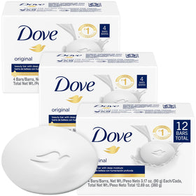 Dove Original Beauty Bar 3-Pack front view with soap bars