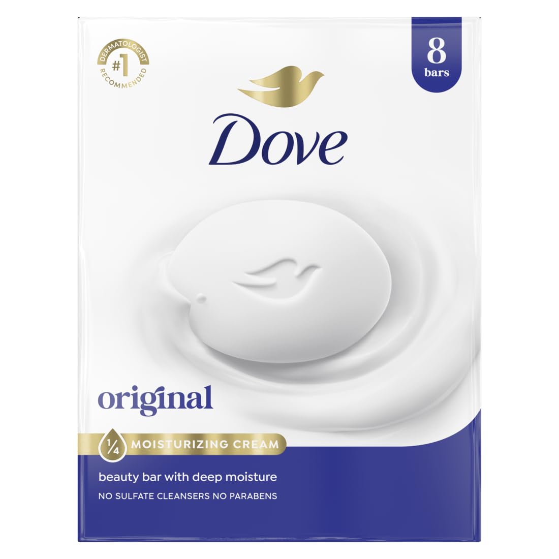 Dove Original Beauty Bar Soap 8 Count packaging front view