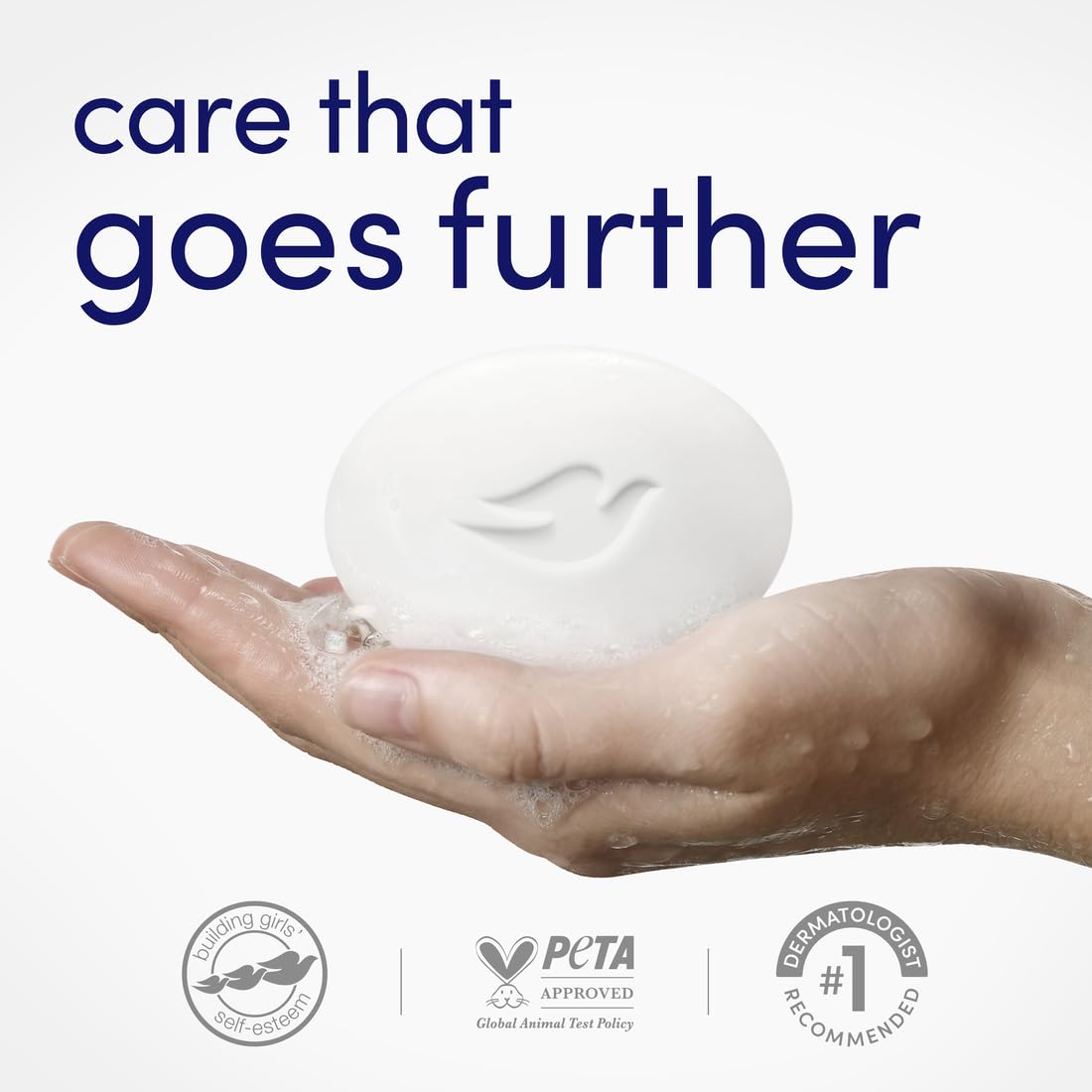 Dove Original Beauty Bar Soap lathering on hand