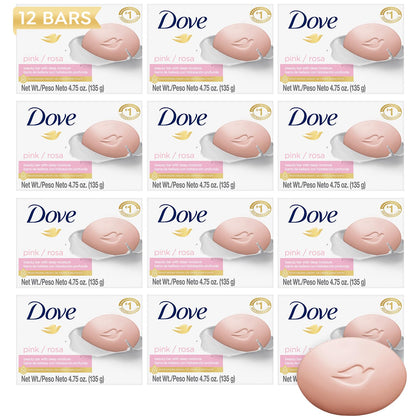 Dove Pink Beauty Bar 12-Pack front view with floral design