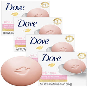 Dove Pink Beauty Bar 4-Pack front view with floral design
