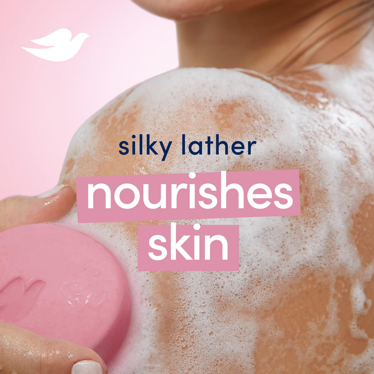 Dove Pink Beauty Bar showing the moisturizing cream formula