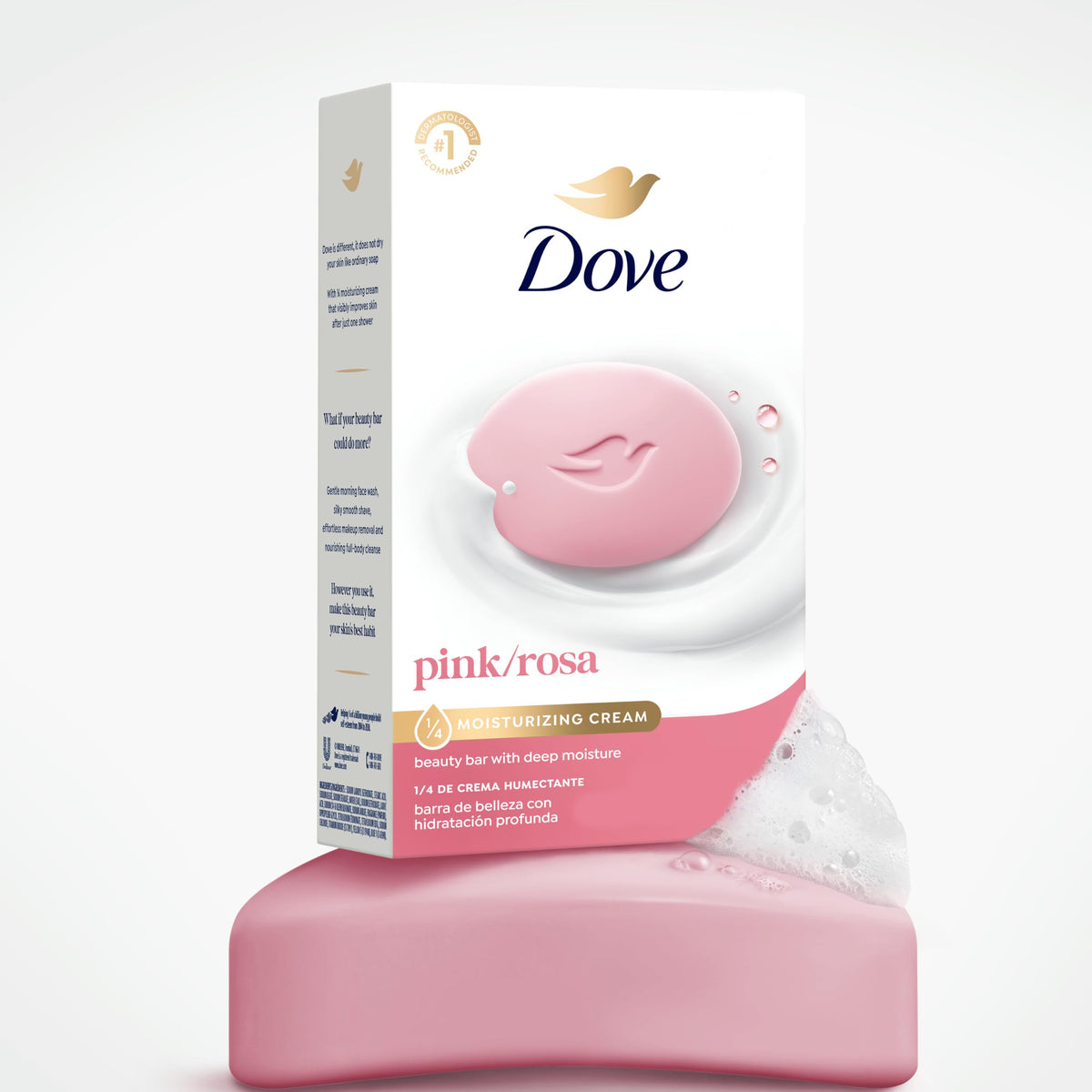 Dove Pink Rosa Beauty Bar showing creamy texture
