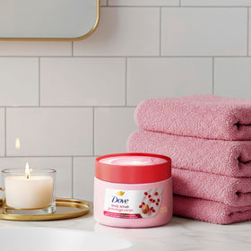 Dove Pomegranate & Shea Butter Body Scrub application on skin