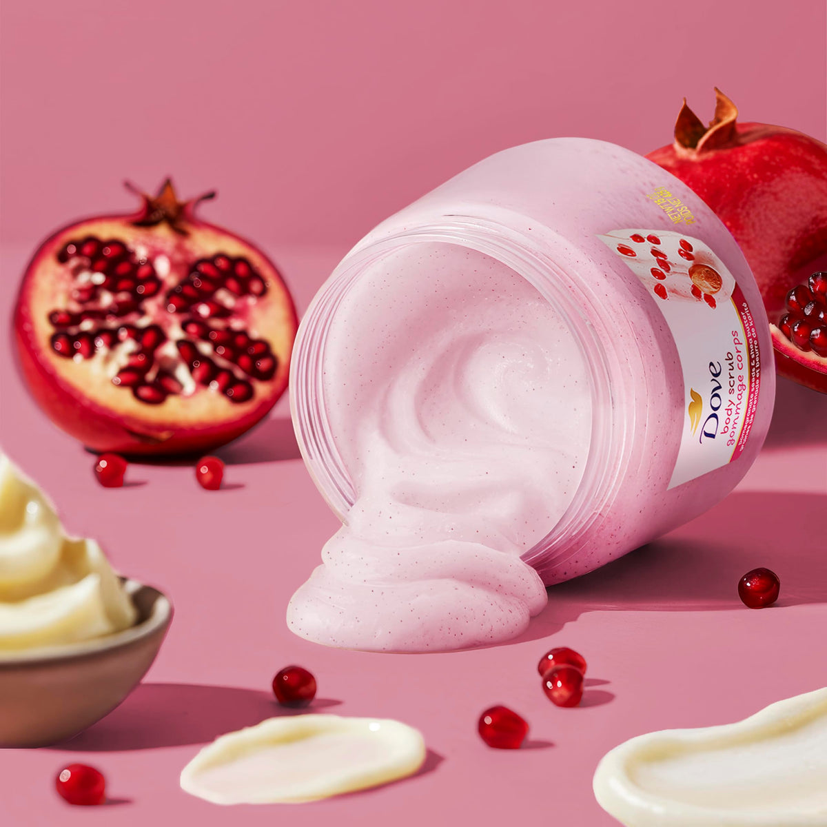 Dove Pomegranate & Shea Butter Body Scrub packaging details
