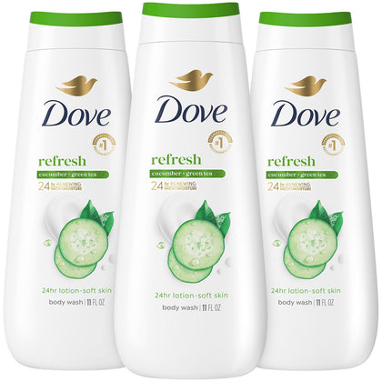 Dove Refresh Body Wash 3-Pack featuring Cucumber & Green Tea scent