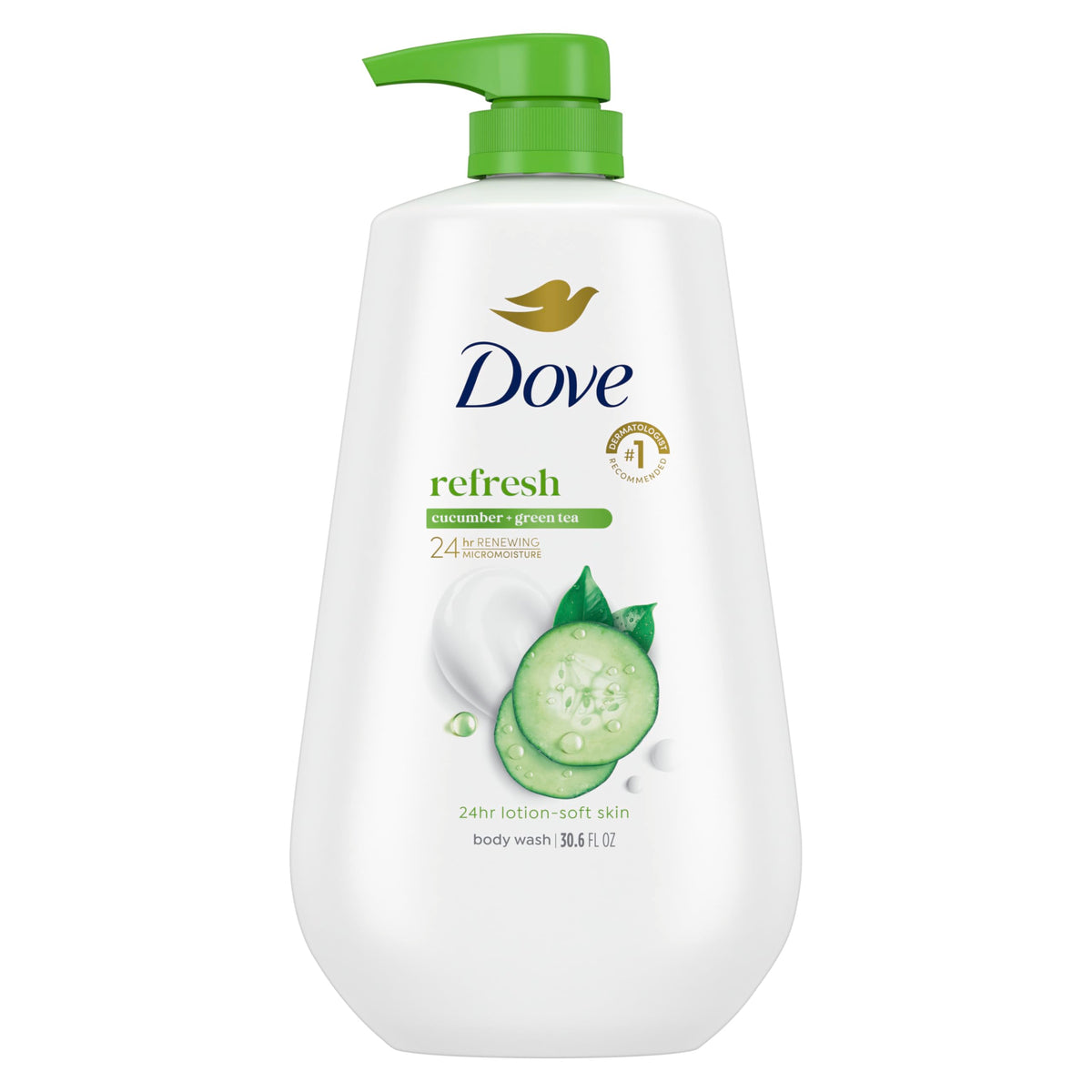 Dove Refresh Body Wash 30.6 oz front view with cucumber and green tea scent