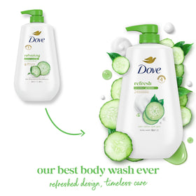 Dove Refresh Body Wash 30.6 oz side view with pump