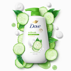 Dove Refresh Body Wash rich lather in a shower