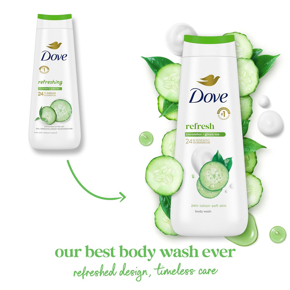 Dove Refresh Body Wash showing texture on hand