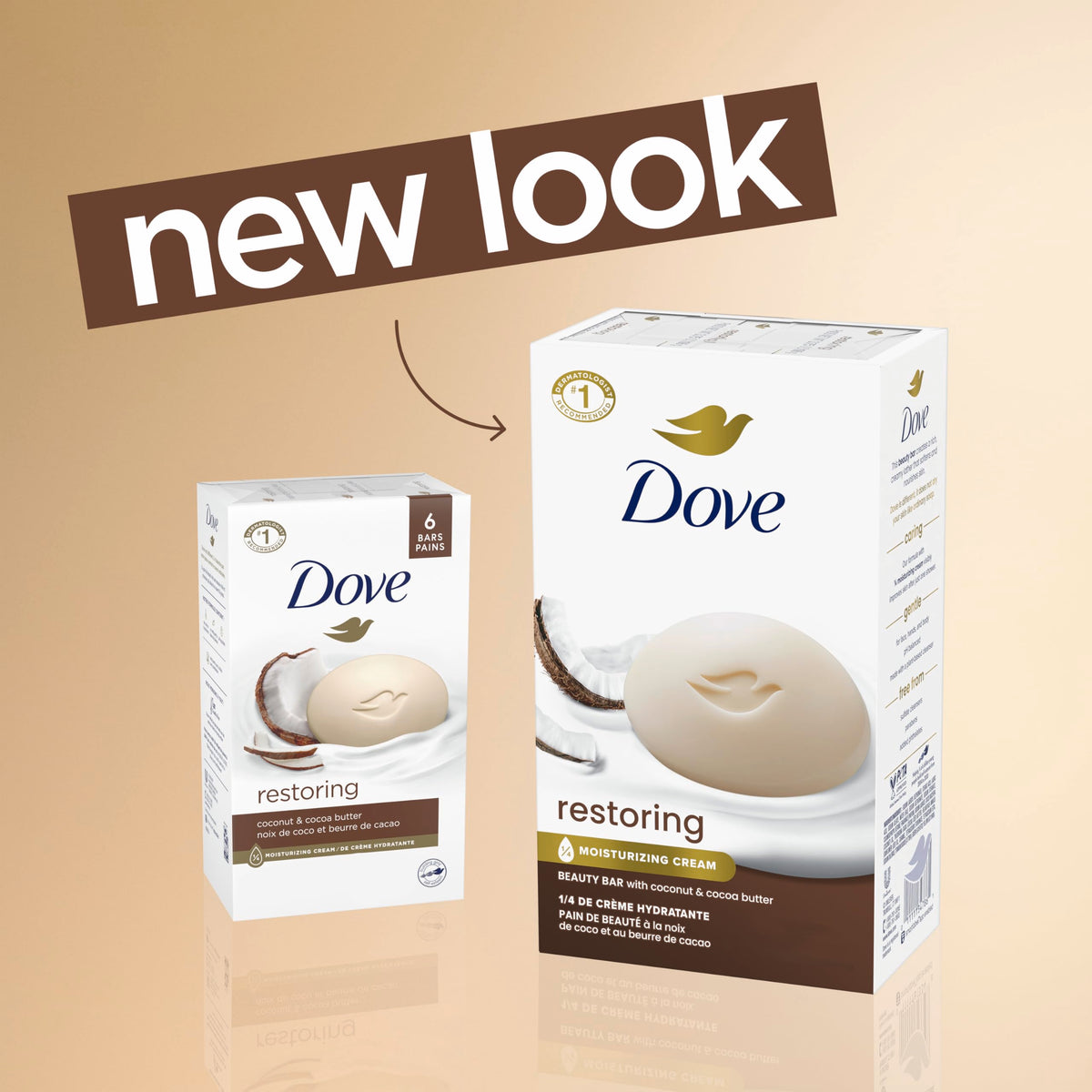 Dove Restoring Beauty Bar Soap Coconut & Cocoa Butter creamy lather