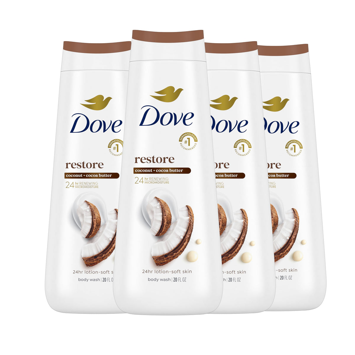 Dove Restoring Coconut & Cocoa Butters Body Wash front view