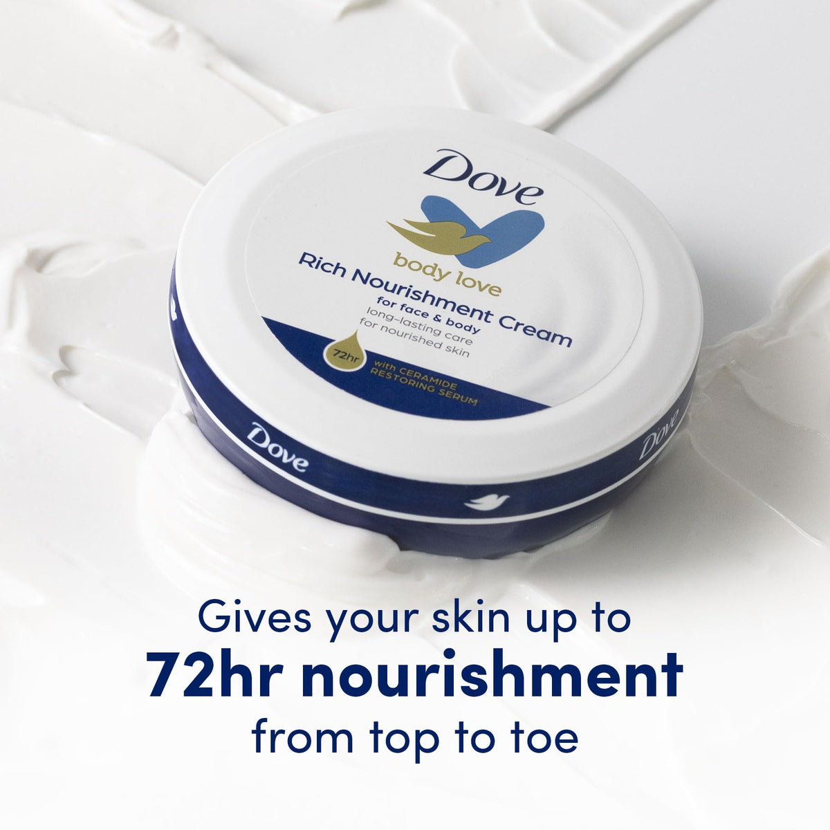 Dove Rich Nourishing Cream jars in a gym bag