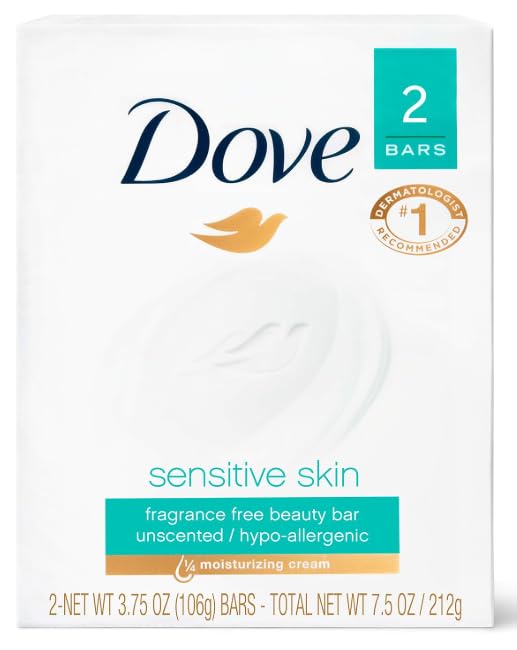 Dove Sensitive Beauty Bar Soap 3.75 oz front view with packaging