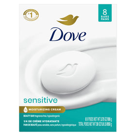 Dove Sensitive Beauty Bar Soap 8-pack front view