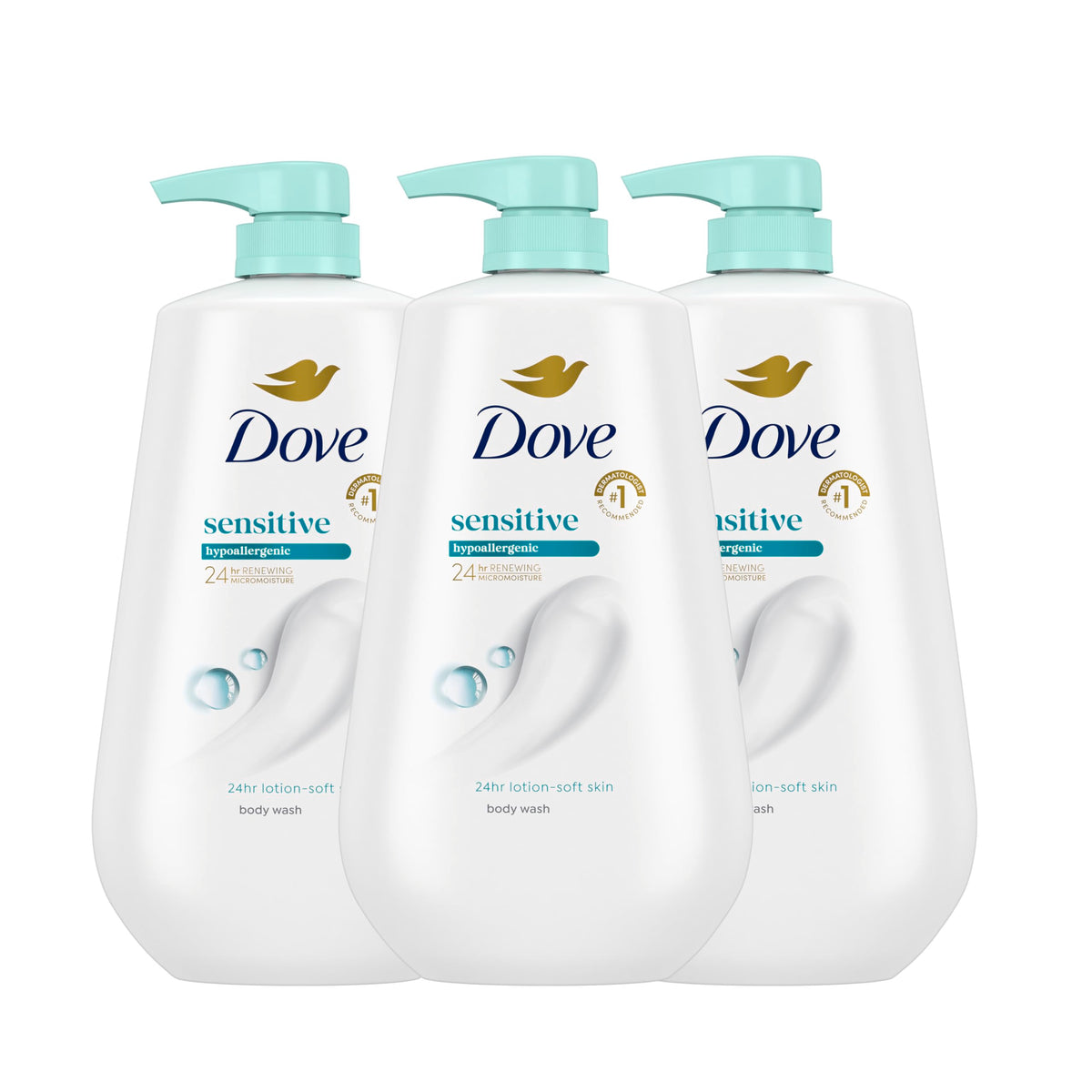 Dove Sensitive Skin Body Wash 30.6 oz pump front view