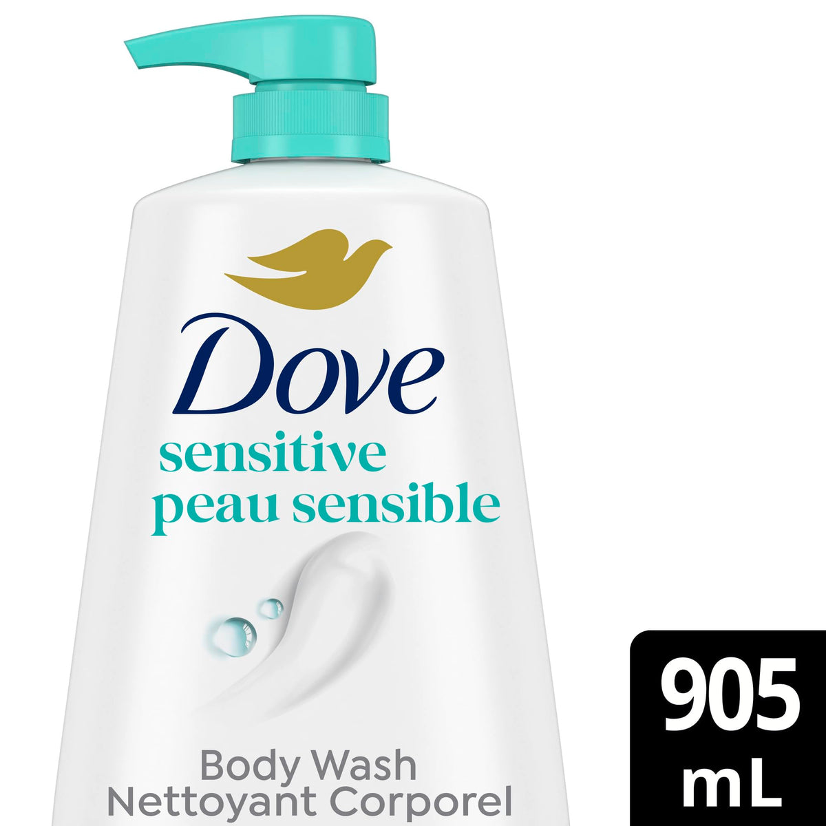 Dove Sensitive Skin Body Wash bottle with Moisture Renew Blend feature