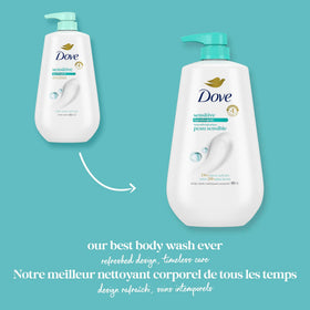 Dove Sensitive Skin Body Wash in a bathroom setting