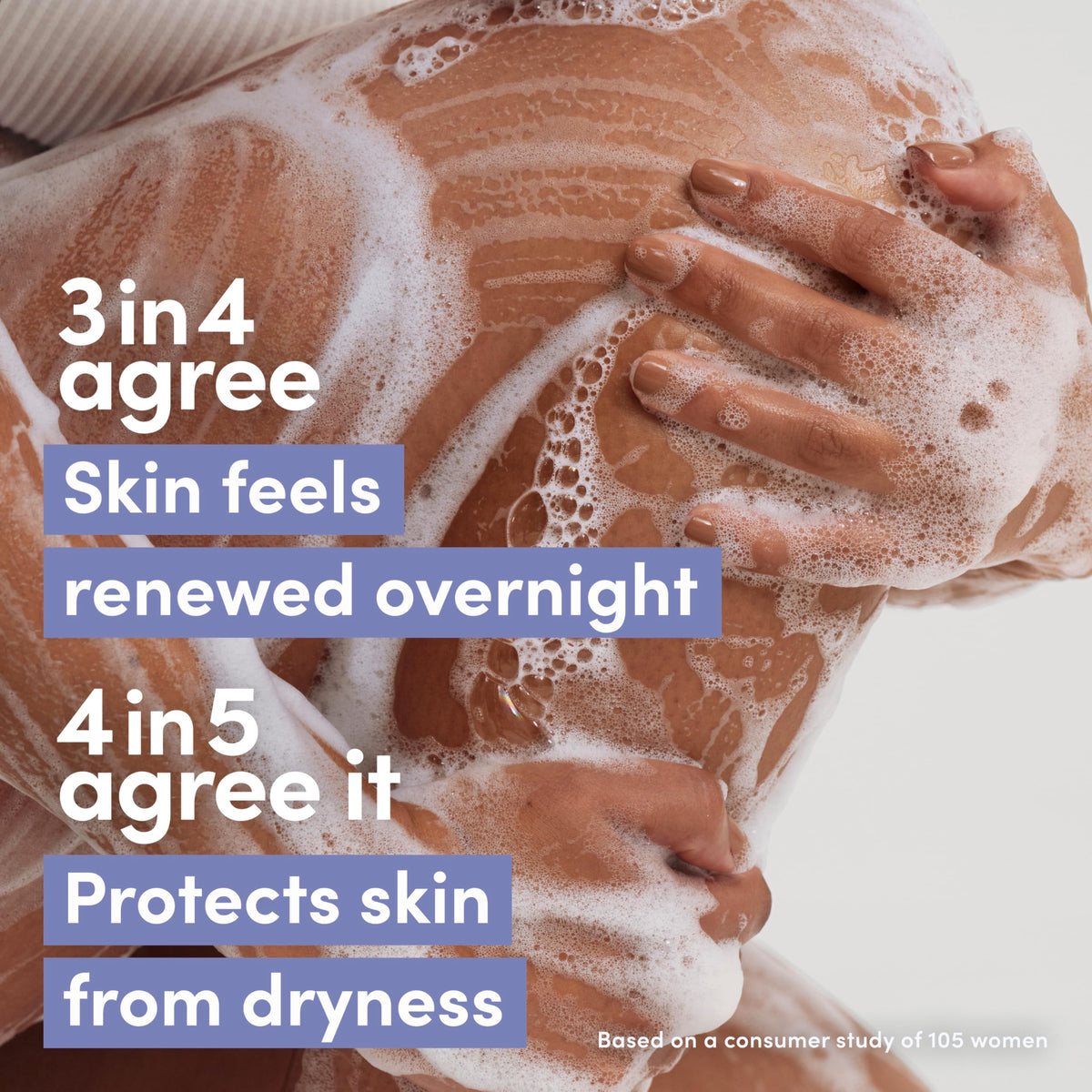Dove Serum Body Wash Calming Moisture in a relaxing shower setting