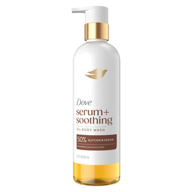 Dove Serum+ Soothing Oil Body Wash front view with almond and sandalwood scent